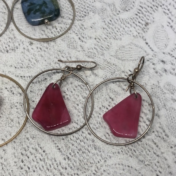 Artisan boho style dangle hoop earrings bundle lot 3 - Picture 3 of 8